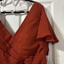 Elegant Embroidered Leaf Sequins Burnt Orange Formal Bridesmaid Dress