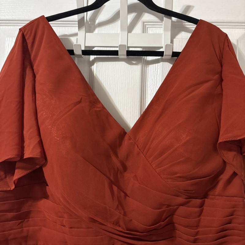 Elegant Embroidered Leaf Sequins Burnt Orange Formal Bridesmaid Dress