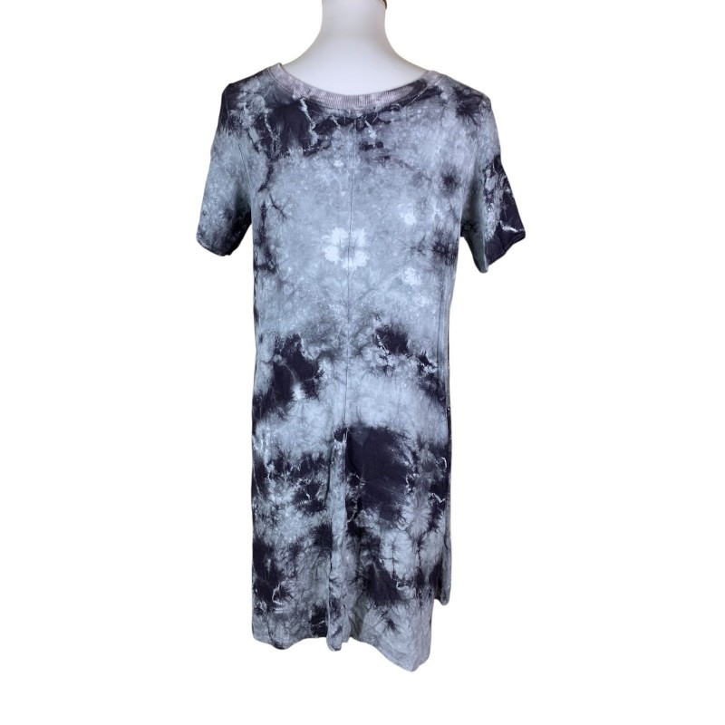 Gray Black Tie Dye T Shirt Dress Casual Boho Lounge