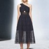 Asymmetrical Openwork Dress in Navy Blue 8