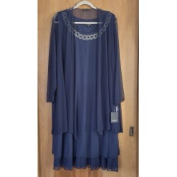 Dress Long Sleeve Embellished Crew Neck Mesh 2-Piece Jacket Dress 1X