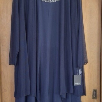 Dress Long Sleeve Embellished Crew Neck Mesh 2-Piece Jacket Dress 1X