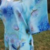 90s Womens Large Blue Floral Maxi Dress Belted NOS Cottage