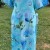 90s Womens Large Blue Floral Maxi Dress Belted NOS Cottage