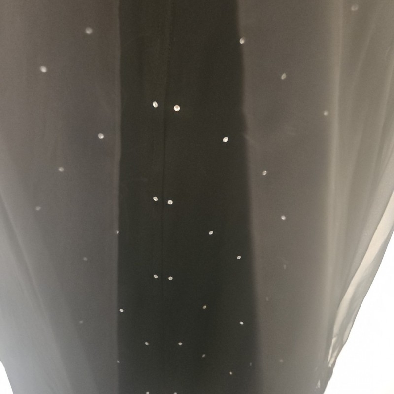 Black Sheer Rhinestone Dress Long Sleeve Overlay Shift Party Evening Women