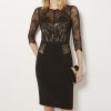12 UK Black Floral Embroidered Lace Pencil Dress Wedding Guest