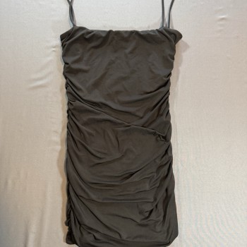 Black Ruched Mini Dress Bodycon Spaghetti Strap