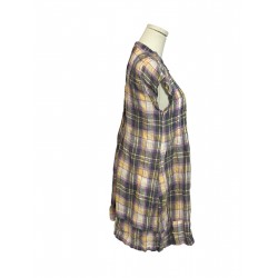 X Gorsuch Linen Plaid Tunic Dress Made In USA Lagenlook