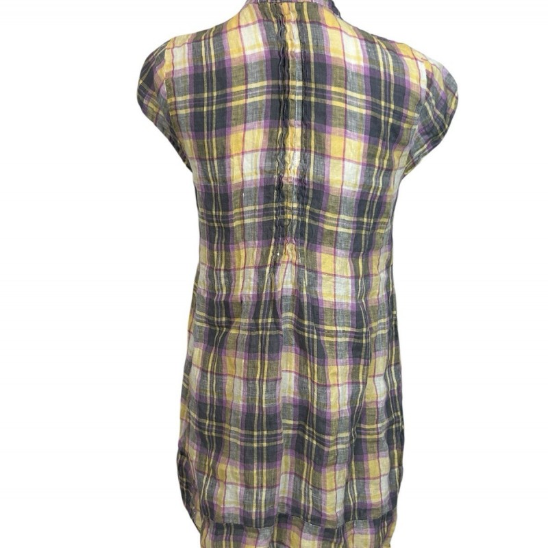X Gorsuch Linen Plaid Tunic Dress Made In USA Lagenlook