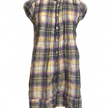 X Gorsuch Linen Plaid Tunic Dress Made In USA Lagenlook