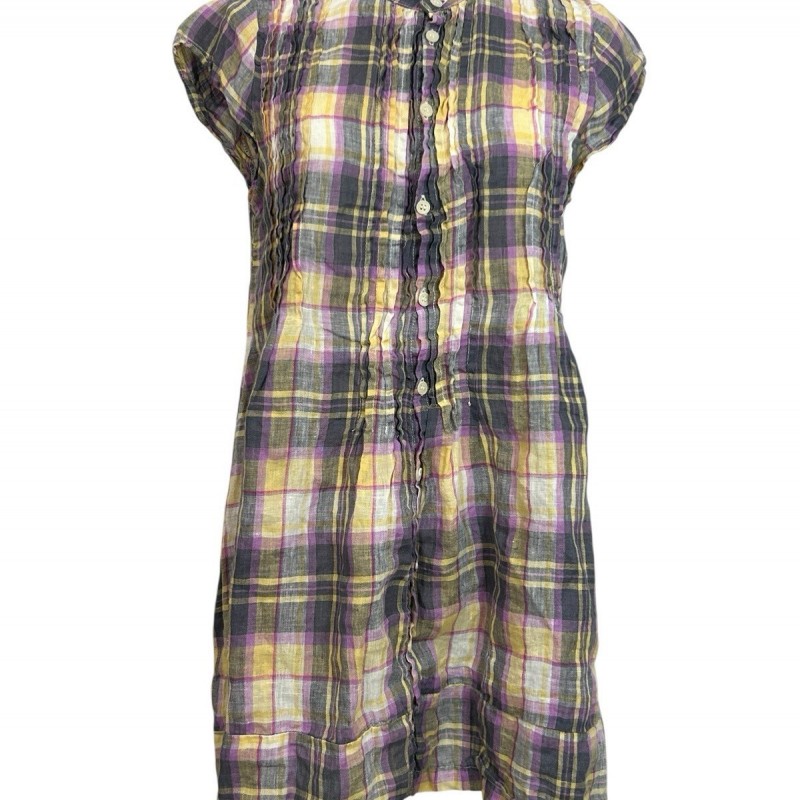 X Gorsuch Linen Plaid Tunic Dress Made In USA Lagenlook