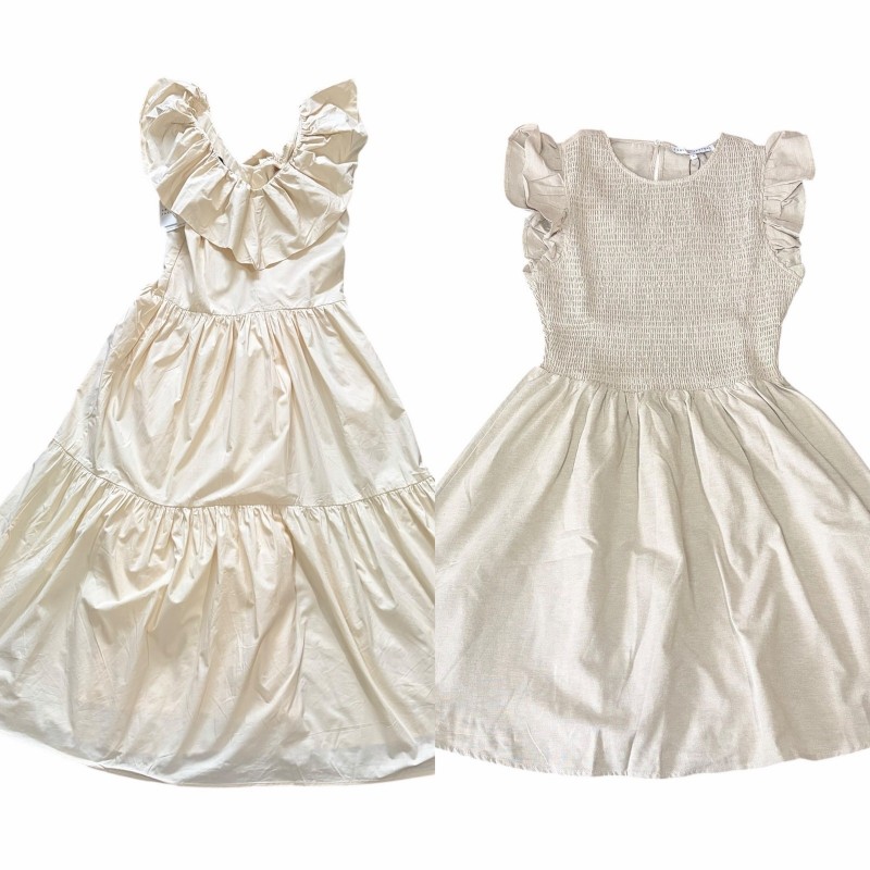 Lot 2 Dress Cottage Spring Neutral Earth Tones Flowy Beige S