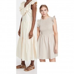 Lot 2 Dress Cottage Spring Neutral Earth Tones Flowy Beige S