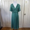 Dress L Large Dark Green Short Flutter Sleeve Midi Festive Party