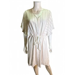 Women's White Striped Midi Shirt Dress Size Small