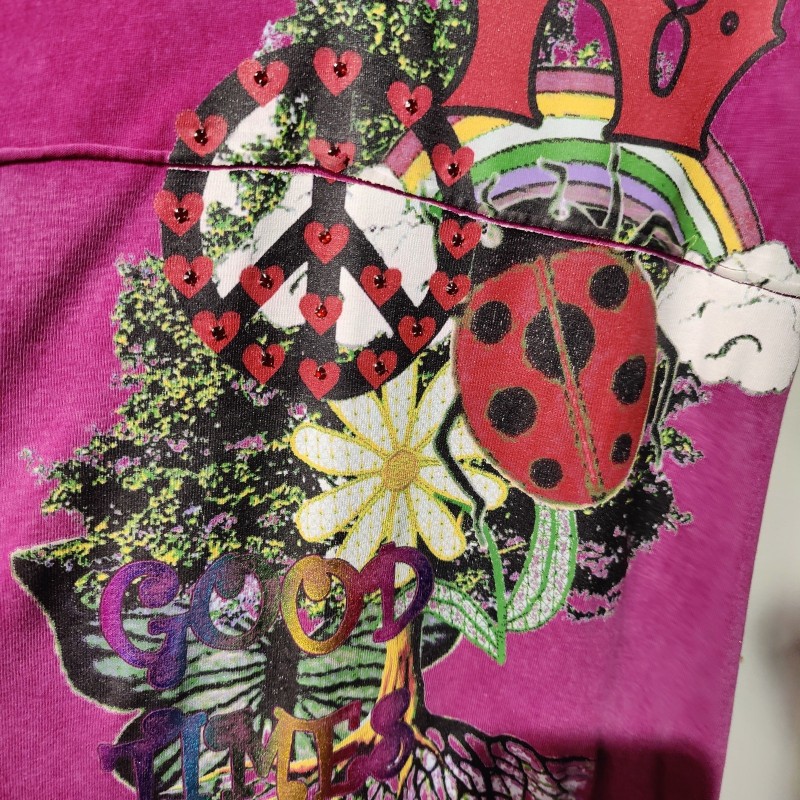 Women's Sz XL Purple Shirt Dress Jeweled Acid Wash Fitted