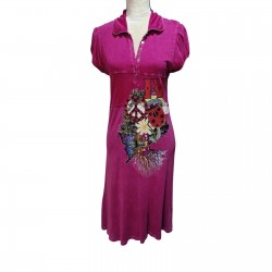 Women's Sz XL Purple Shirt Dress Jeweled Acid Wash Fitted