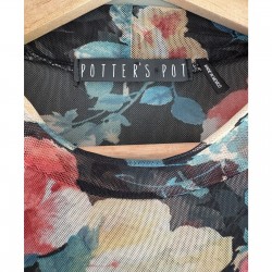 Women's Black Floral Floral Maxi Dress Size Large