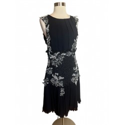 Party Dress 10 Navy Blue Embroidered Applique Sleeveless