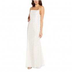 Women's Formal Dress White Sequined Long Column Evening Gown