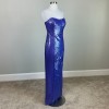 Women's Formal Dress Purple Sequined Strapless Evening Gown