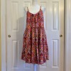 Pink/Orange Floral Braided Strap Tiered Mini Swing Dress