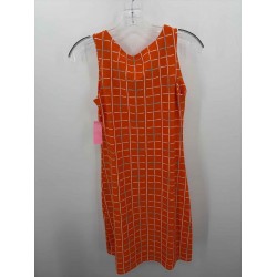 Pre-Owned Orange Knee Length Sleeveless Dress