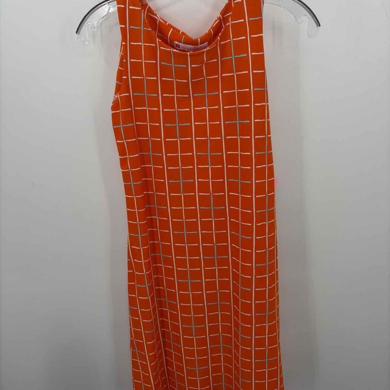 Pre-Owned Orange Knee Length Sleeveless Dress