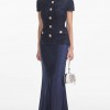 Navy Metallic Boucle Maxi Dress - RRP 480. 00