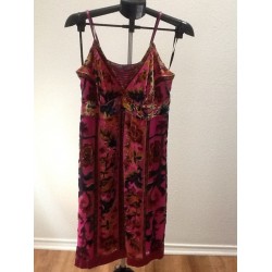 Velvet Burnout Slip Dress hale bob dress large Floral Spaghetti Strap Pink