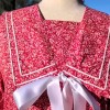 Vintage 90s Red Floral Drop Waist Sailor Dress